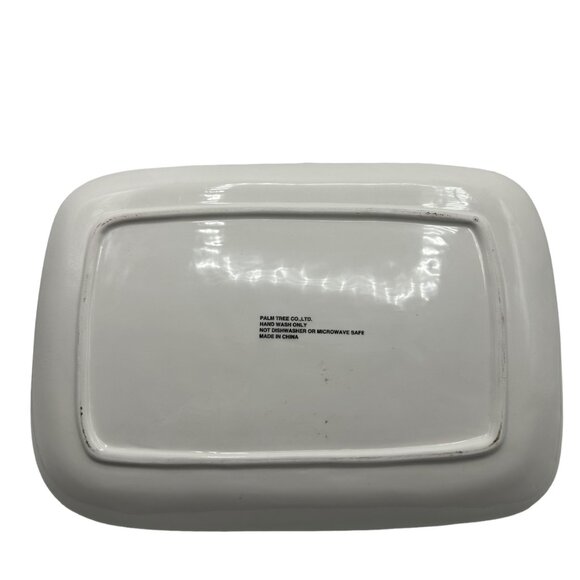 Christmas Snowman Serving Dish Plate Ceramic Pottery Let It Snow Blue White - Picture 10 of 11